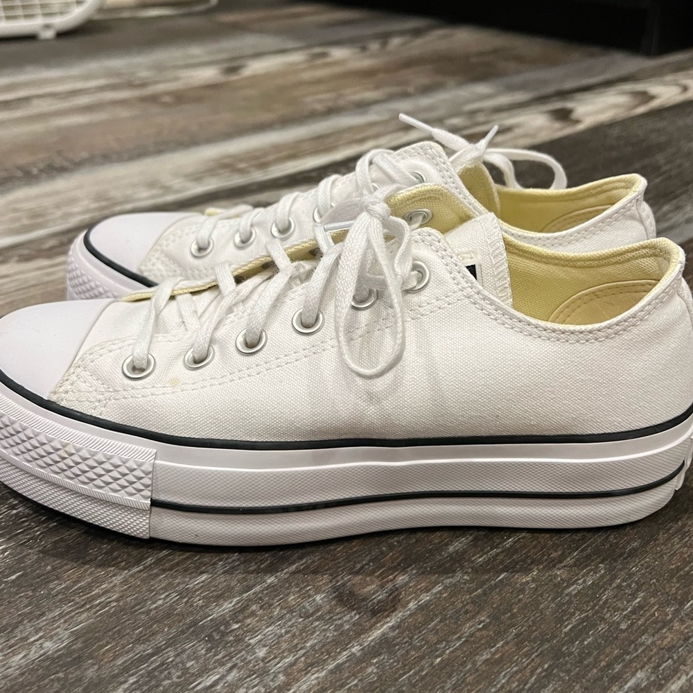 White Platform Low-top Converse